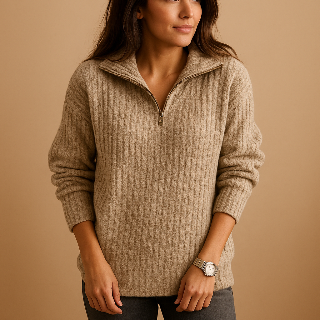 Adrianna | Women's Chic Half-Zip Pullover Sweater 0