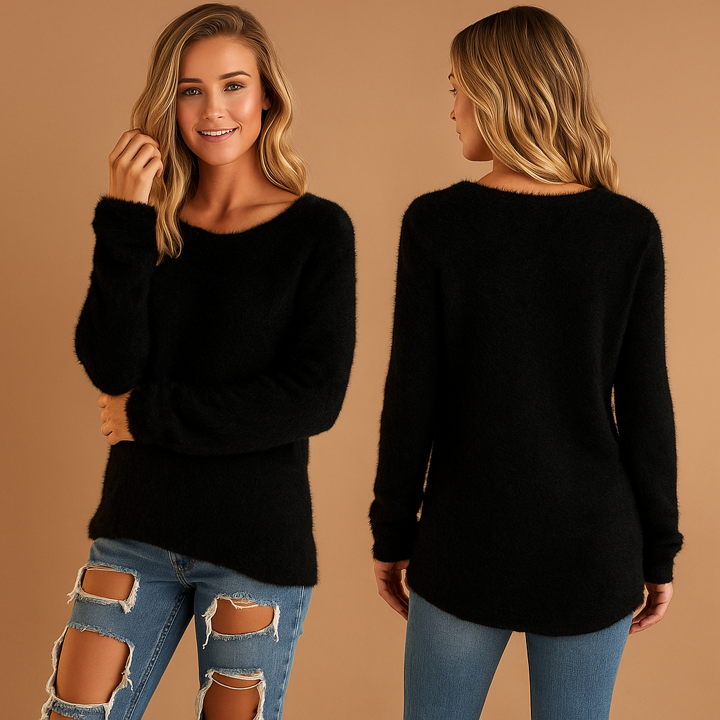 Amelia | Women's Lightweight Cotton Knit Sweater with Classic Crew Neck 1