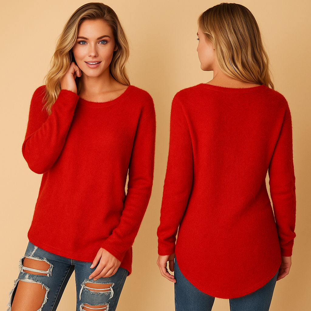 Amelia | Women's Lightweight Cotton Knit Sweater with Classic Crew Neck 4