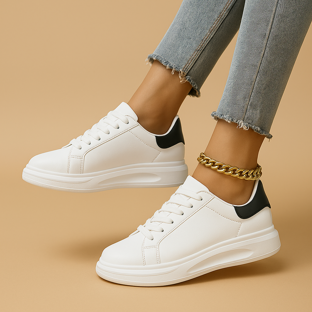 Clara | Women's Minimalist White Leather Sneakers for Casual and Semi-Formal Wear 2