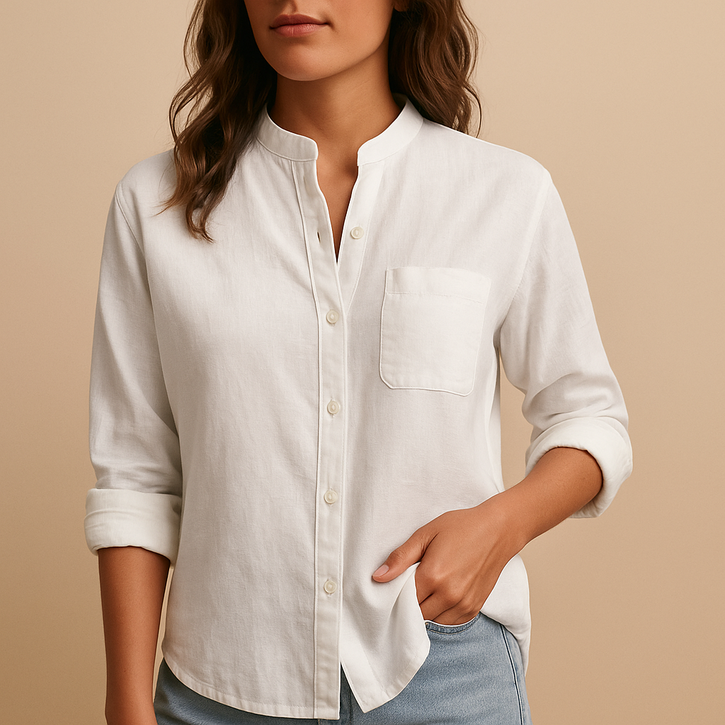 Eleanor | Women's Tailored Long Sleeve White Blouse for Casual and Formal Wear 0