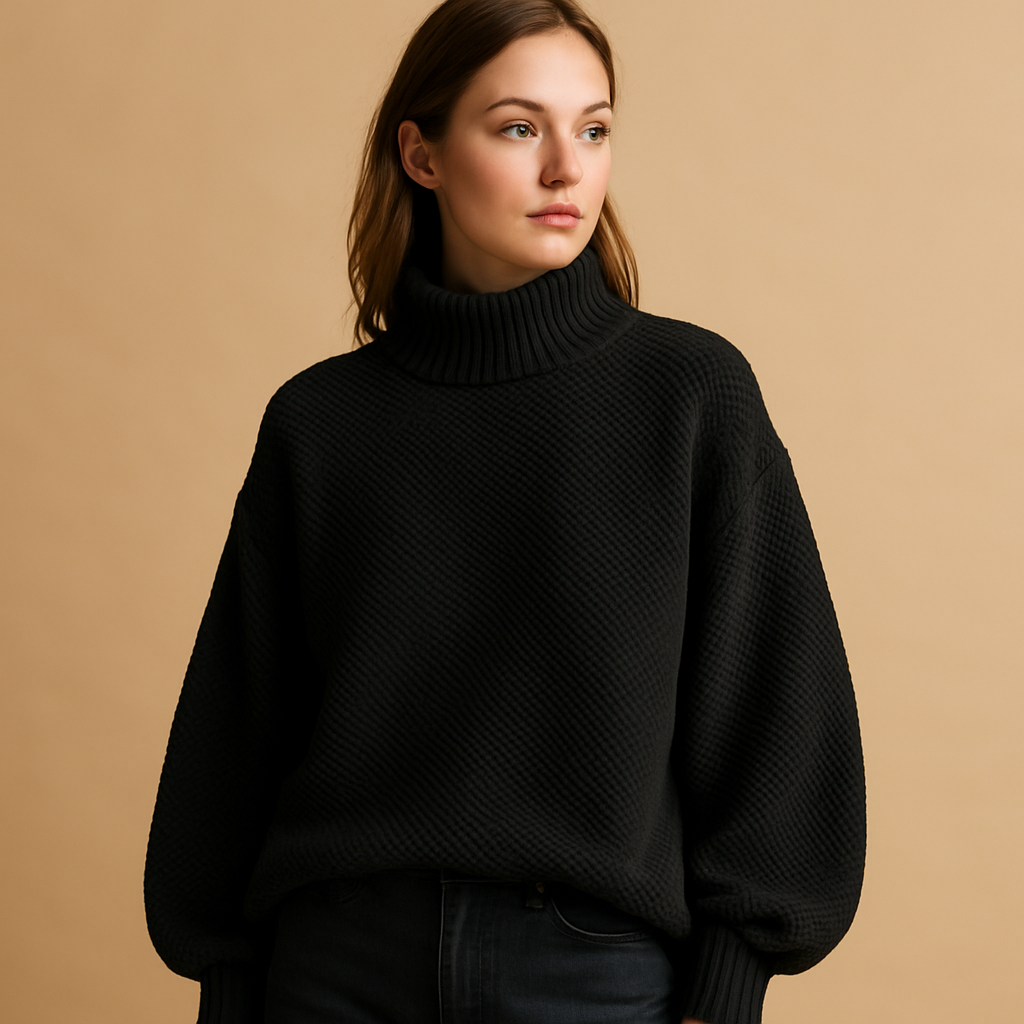 Elegant Women's Black Turtleneck Cashmere Sweater for Casual and Formal Wear 3