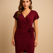 Faye | Women's Knee-Length Summer Dress in Breathable Black Fabric 4