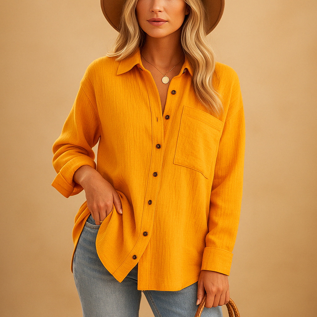 Grace | Women's Long Sleeve Polo Shirt in White - Comfortable Cotton Blend with Classic Design and Chest Pocket 5