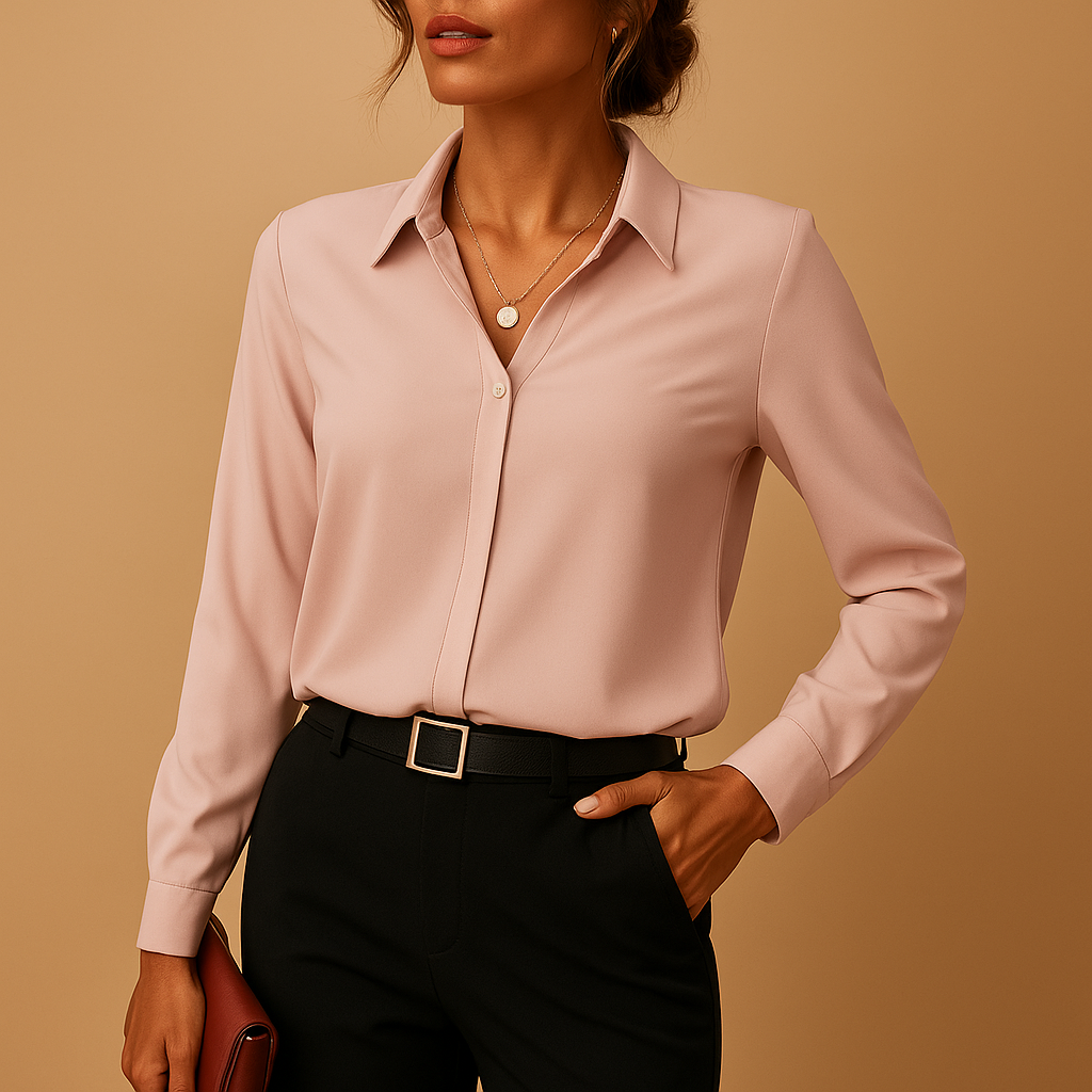 Grace | Women's White Elegant Solid Color Blouse for Versatile Style 1