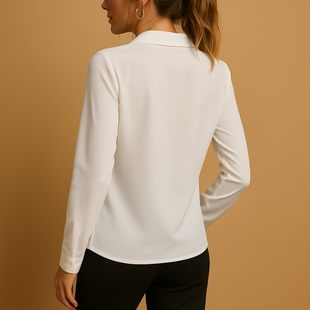 Grace | Women's White Elegant Solid Color Blouse for Versatile Style 5
